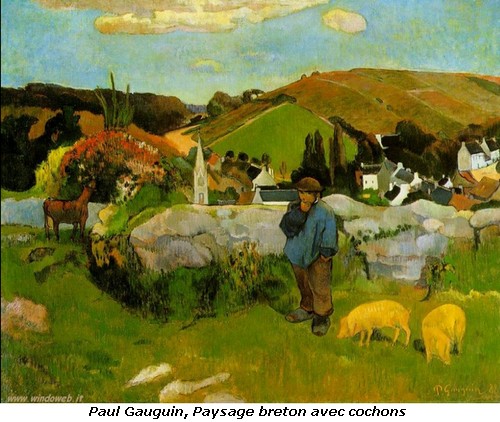 Paul Gauguin - Paysage breton avec cochons
